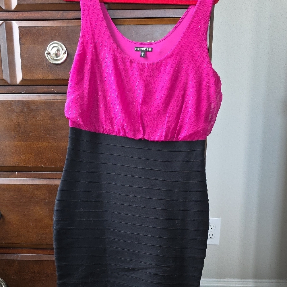 Express Pink and Black Mini Dress